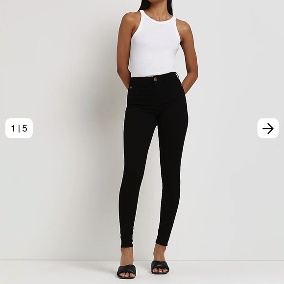 RIVER ISLAND BLACK MOLLY MID RISE SKINNY JEANS - Picture 5 of 9